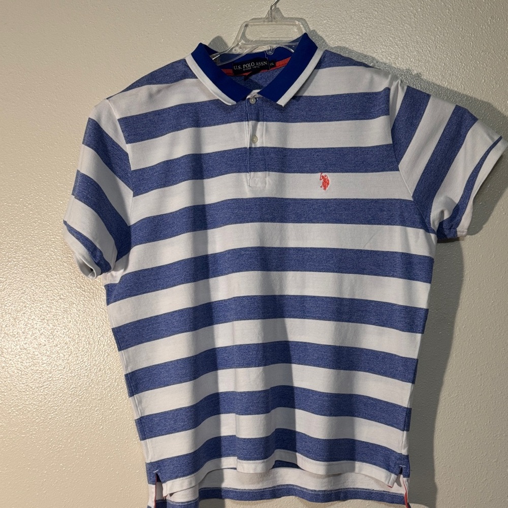 U.S. Polo Assn. Men's Polo Shirt in Blue and White Stripes
